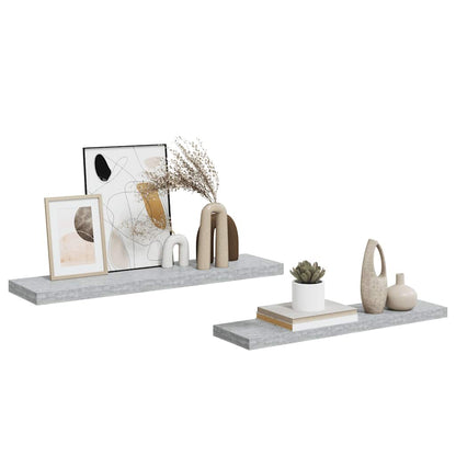 Scaffali a Parete 2 pz Grigio Cemento 90x23,5x3,8 cm in MDF | homemem39