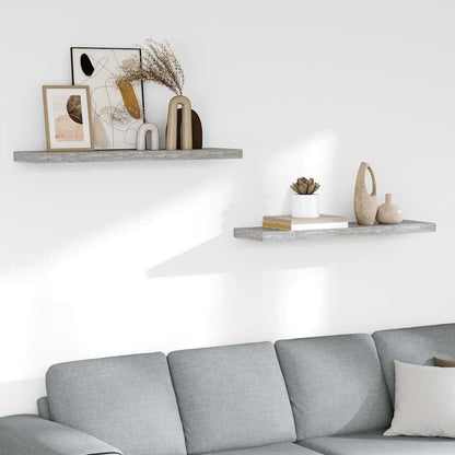 Scaffali a Parete 2 pz Grigio Cemento 90x23,5x3,8 cm in MDF | homemem39