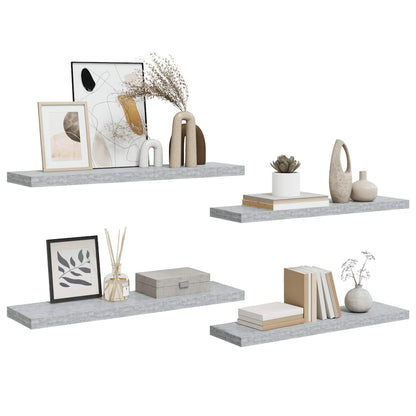 Scaffali a Parete 4 pz Grigio Cemento 90x23,5x3,8 cm in MDF | homemem39