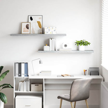 Scaffali a Parete 2 pz Grigio Cemento 120x23,5x3,8 cm in MDF