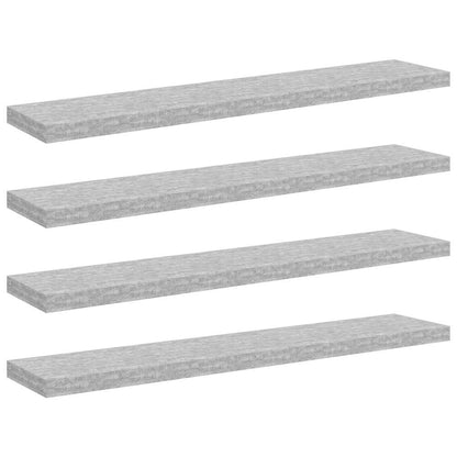 Scaffali a Parete 4 pz Grigio Cemento 120x23,5x3,8 cm in MDF | homemem39