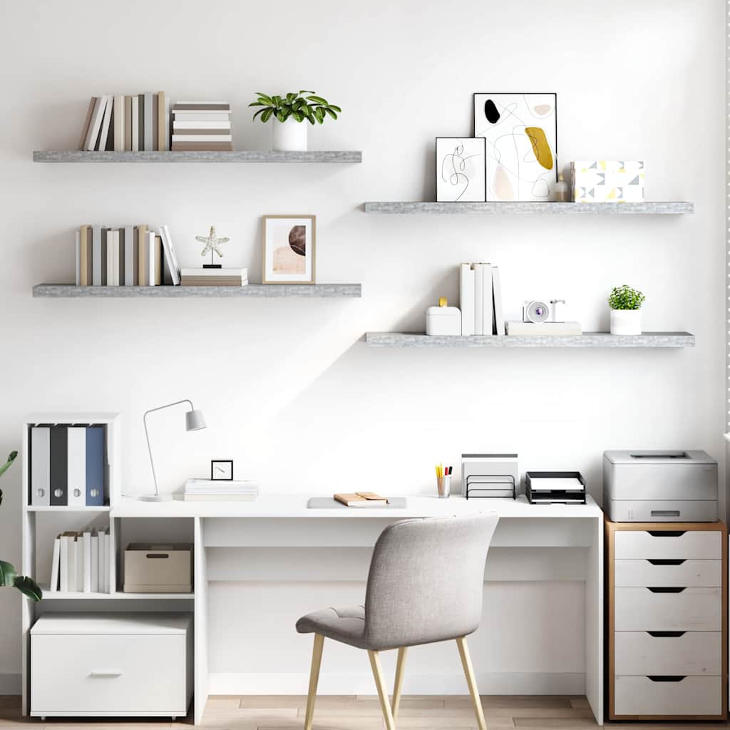 Scaffali a Parete 4 pz Grigio Cemento 120x23,5x3,8 cm in MDF