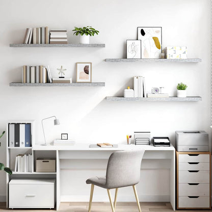 Scaffali a Parete 4 pz Grigio Cemento 120x23,5x3,8 cm in MDF
