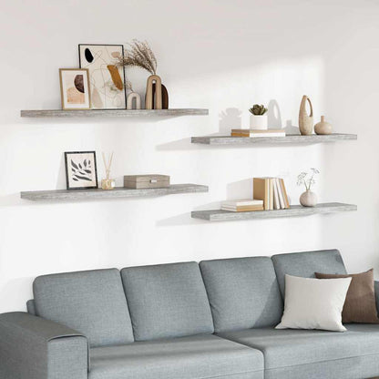 Scaffali a Parete 4 pz Grigio Cemento 120x23,5x3,8 cm in MDF