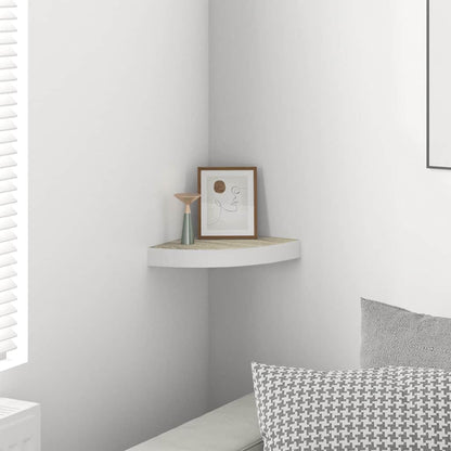 Mensola Angolare Rovere e Bianco 25x25x3,8 cm in MDF | homemem39