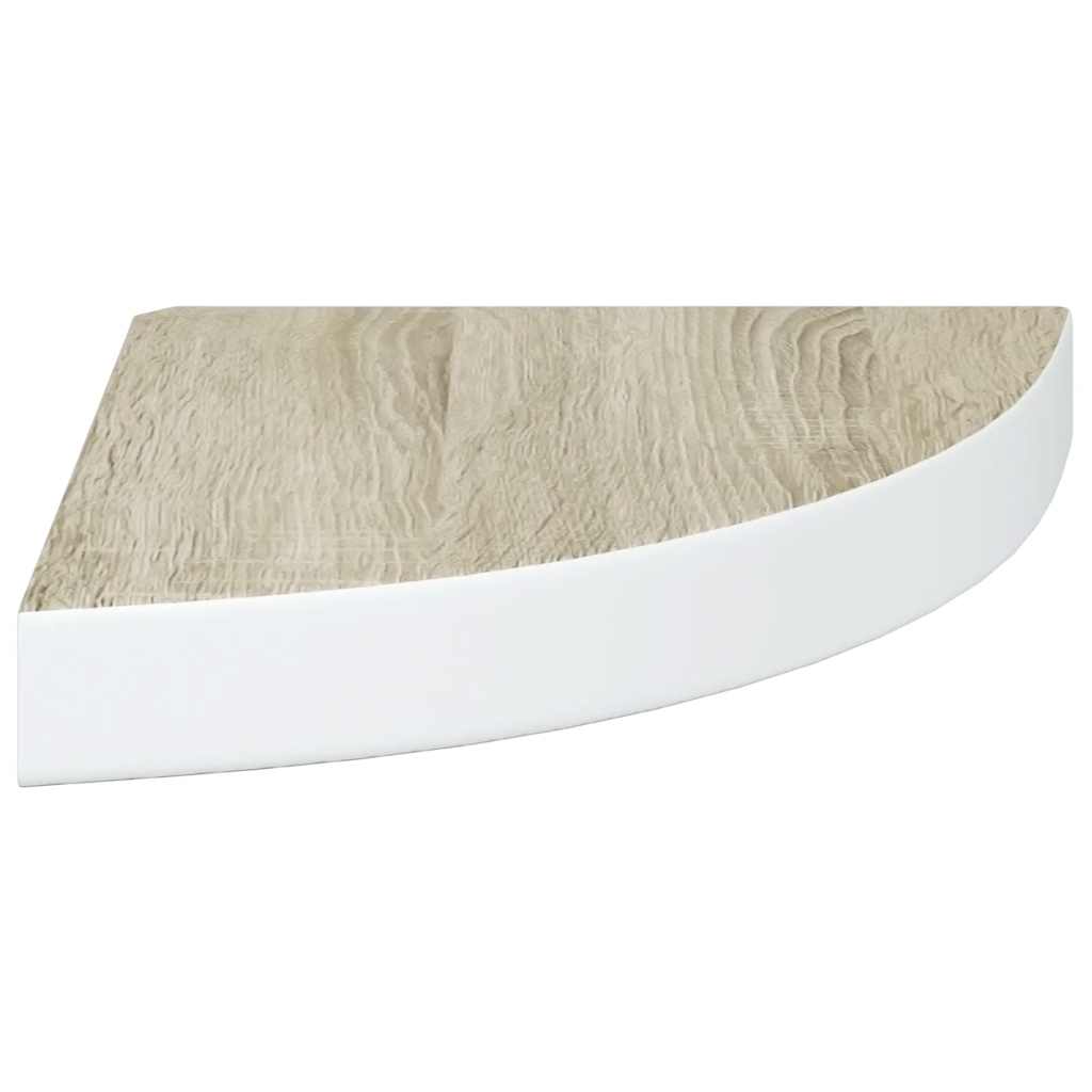 Mensola Angolare Rovere e Bianco 25x25x3,8 cm in MDF | homemem39