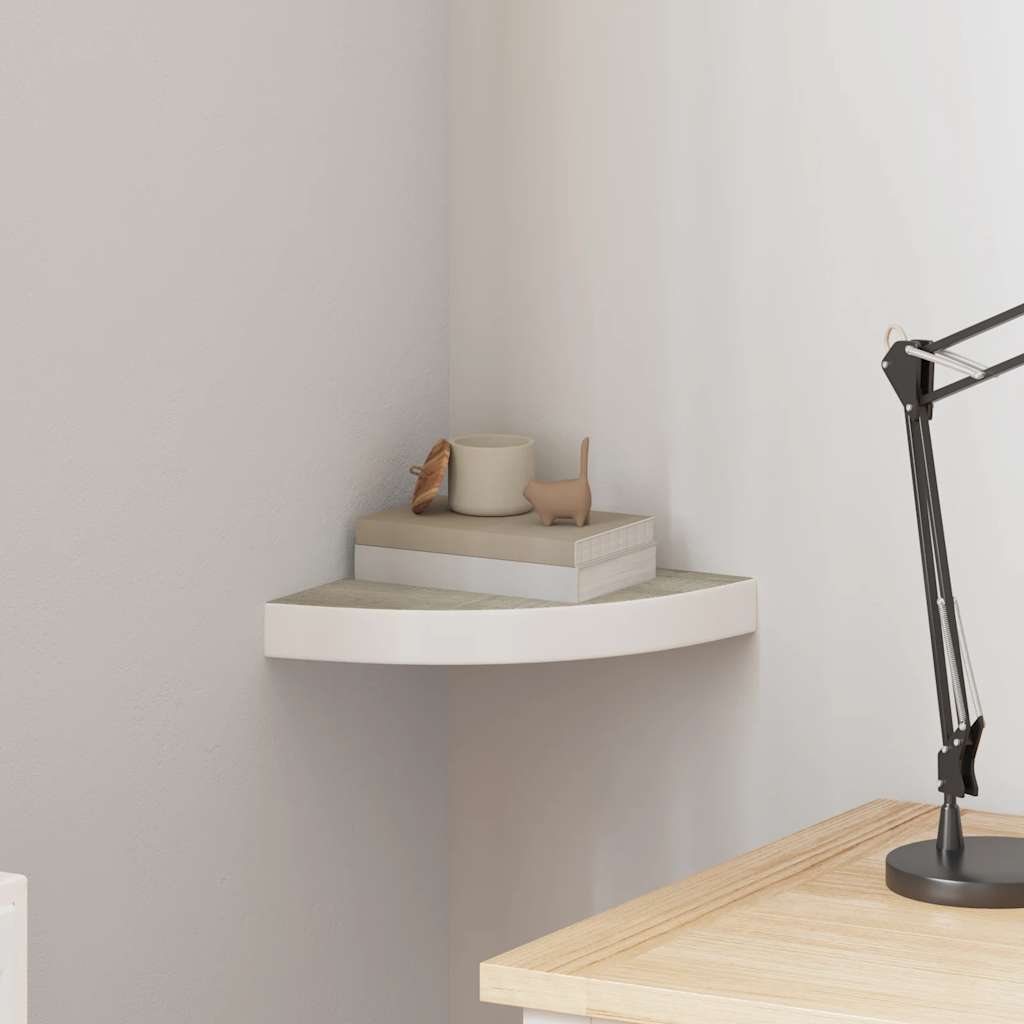 Mensola Angolare Rovere e Bianco 25x25x3,8 cm in MDF | homemem39
