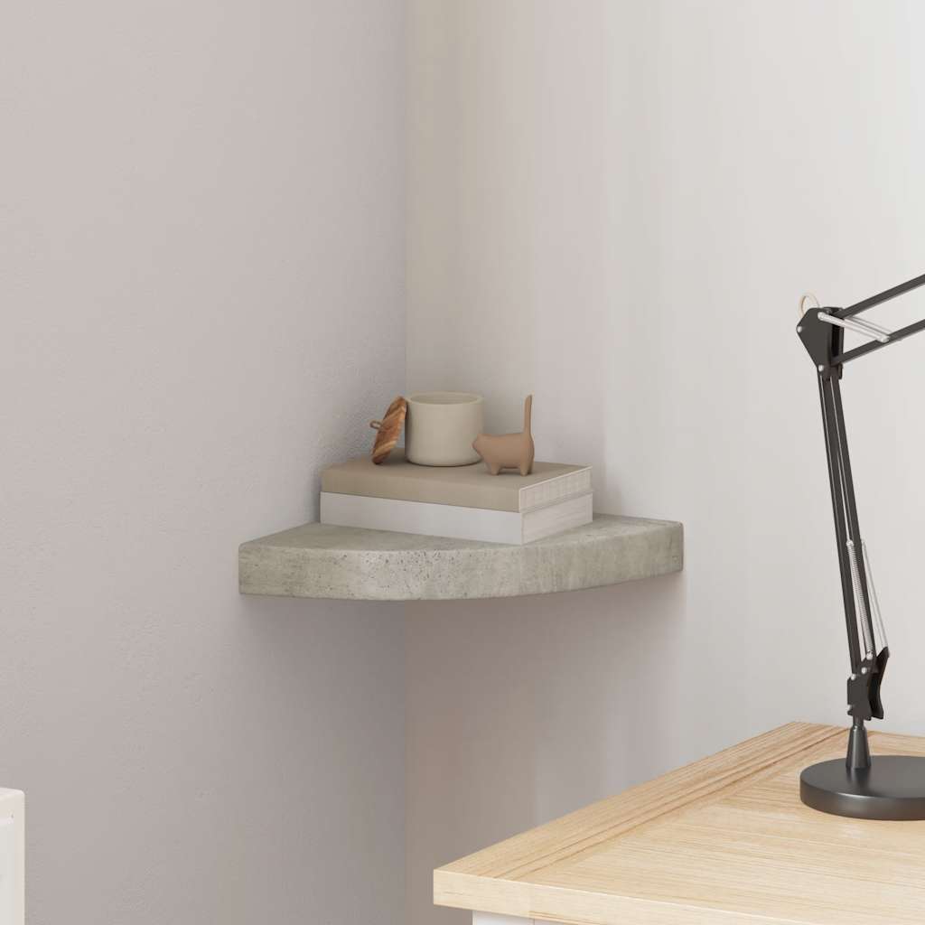 Mensola Angolare Grigio Cemento 25x25x3,8 cm in MDF | homemem39