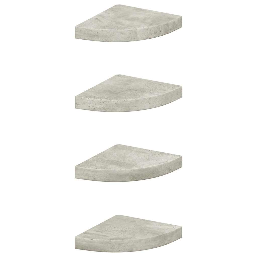 Mensole Angolari 4 pz Grigio Cemento 25x25x3,8 cm in MDF | homemem39