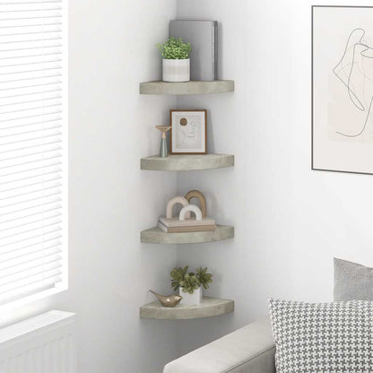 Mensole Angolari 4 pz Grigio Cemento 25x25x3,8 cm in MDF | homemem39