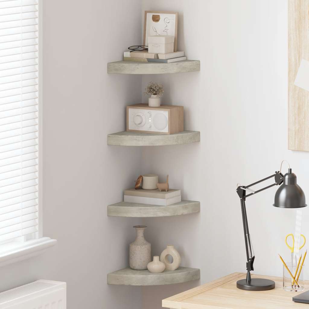 Mensole Angolari 4 pz Grigio Cemento 25x25x3,8 cm in MDF | homemem39