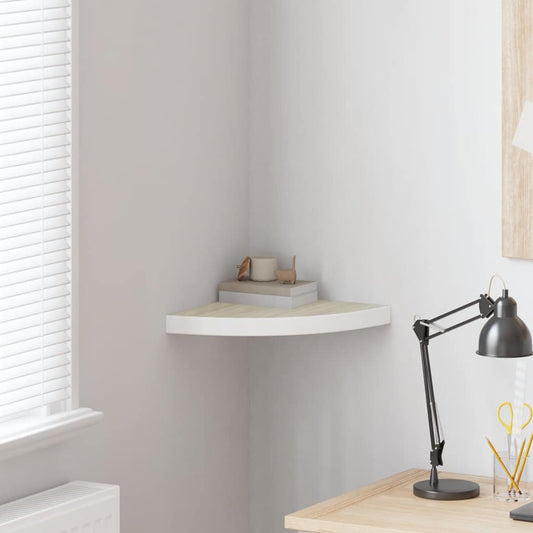 Mensola Angolare Rovere e Bianco 35x35x3,8 cm in MDF | homemem39