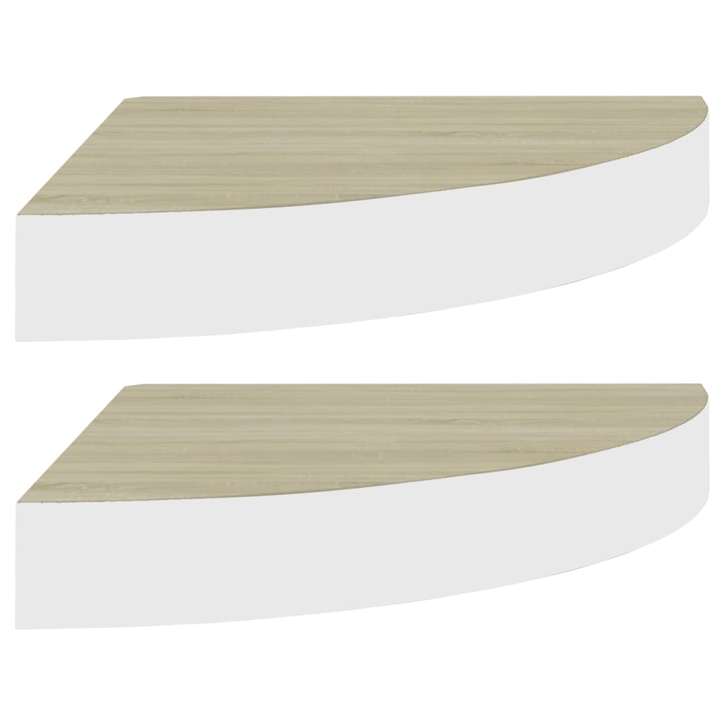 Mensole Angolari 2pz Rovere e Bianco 35x35x3,8 cm in MDF - homemem39