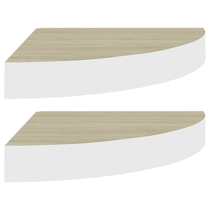 Mensole Angolari 2pz Rovere e Bianco 35x35x3,8 cm in MDF - homemem39