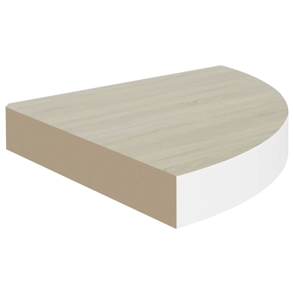 Mensole Angolari 2pz Rovere e Bianco 35x35x3,8 cm in MDF - homemem39