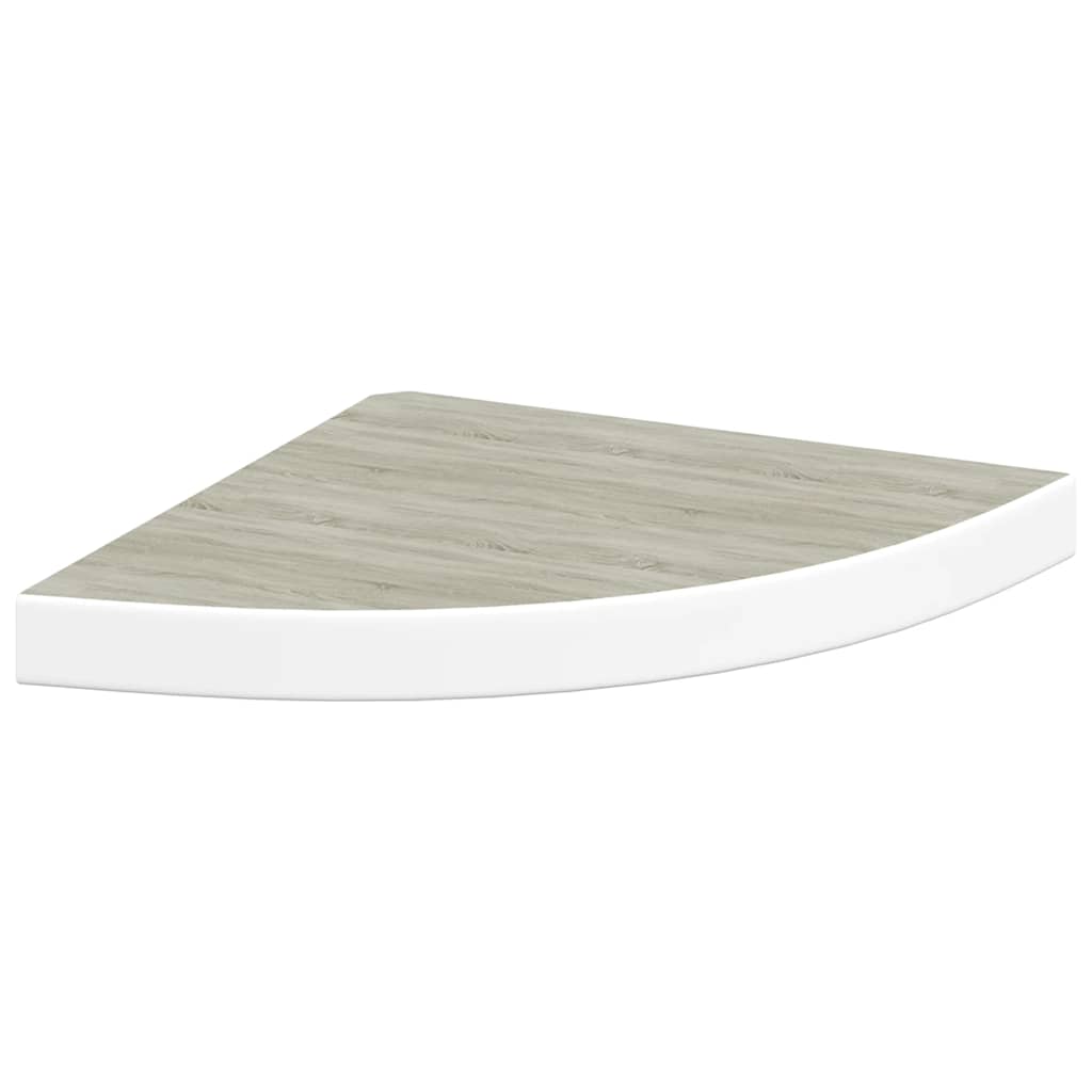 Mensole Angolari 4 pz Rovere e Bianco 35x35x3,8 cm in MDF