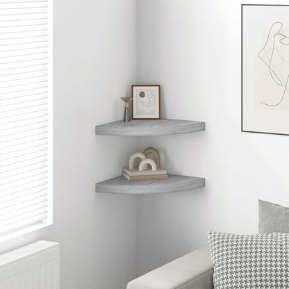 Mensole Angolari 2pz Grigio Cemento 35x35x3,8 cm in MDF | homemem39