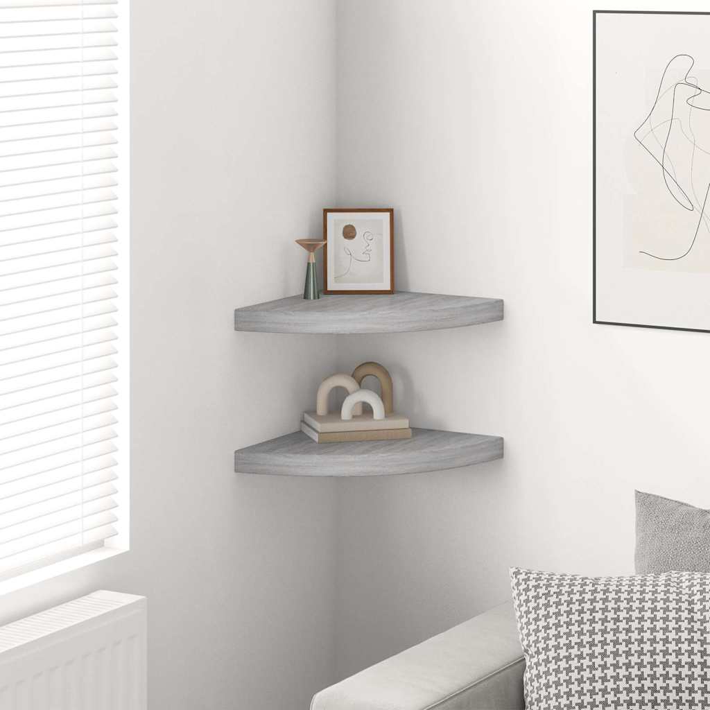 Mensole Angolari 2pz Grigio Cemento 35x35x3,8 cm in MDF