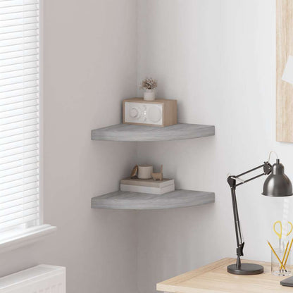 Mensole Angolari 2pz Grigio Cemento 35x35x3,8 cm in MDF | homemem39