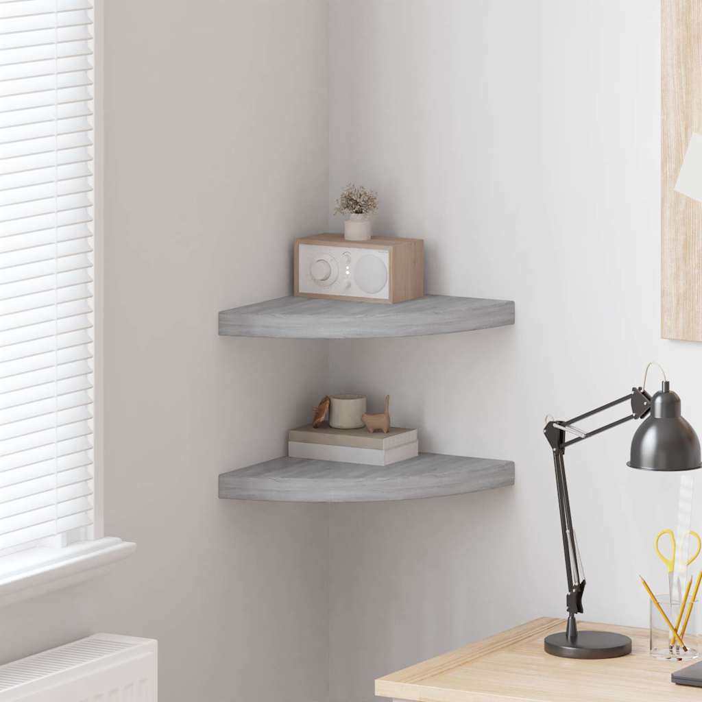 Mensole Angolari 2pz Grigio Cemento 35x35x3,8 cm in MDF