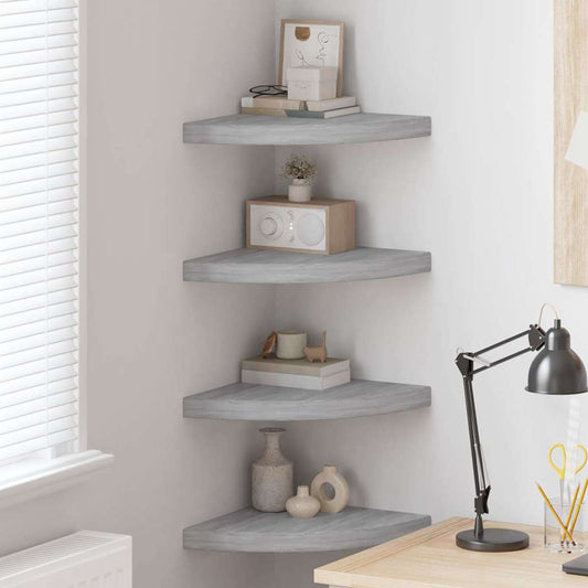 Mensole Angolari 4 pz grigio cemento in MDF