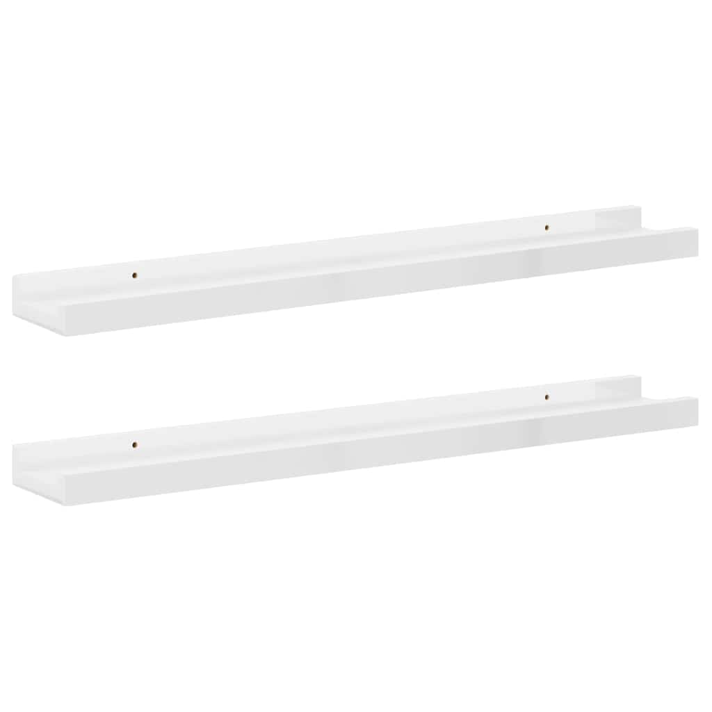 Mensole da Parete 2 pz Bianco Lucido 60x9x3 cm | homemem39