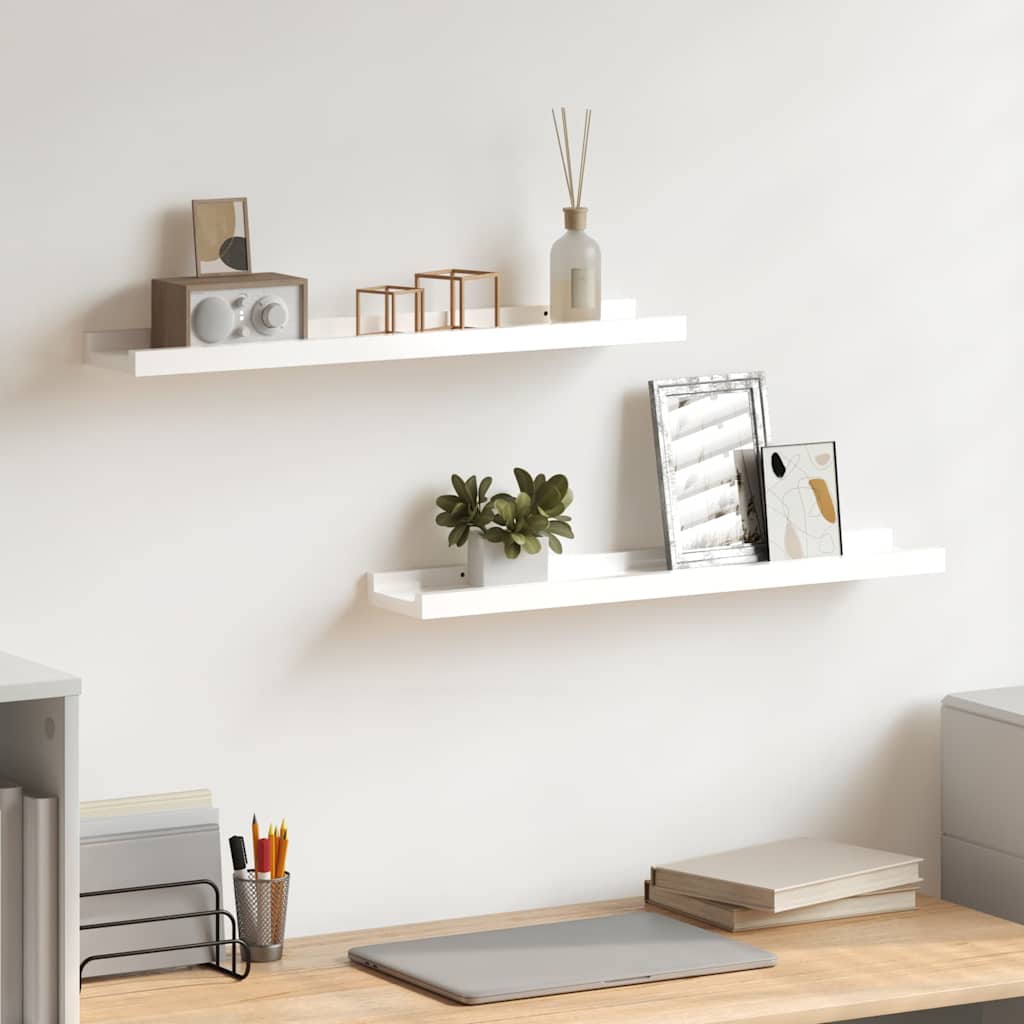 Mensole da Parete 2 pz Bianco Lucido 60x9x3 cm | homemem39