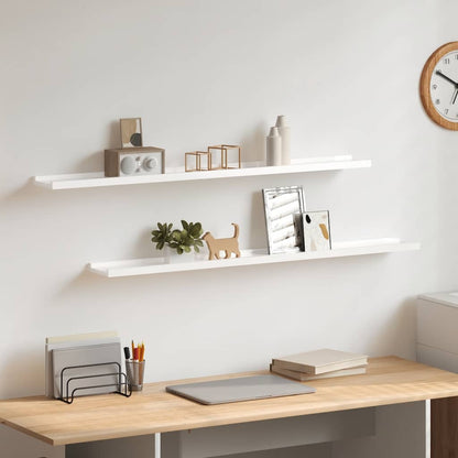 Mensole da Parete 2 pz Bianco Lucido 100x9x3 cm | homemem39