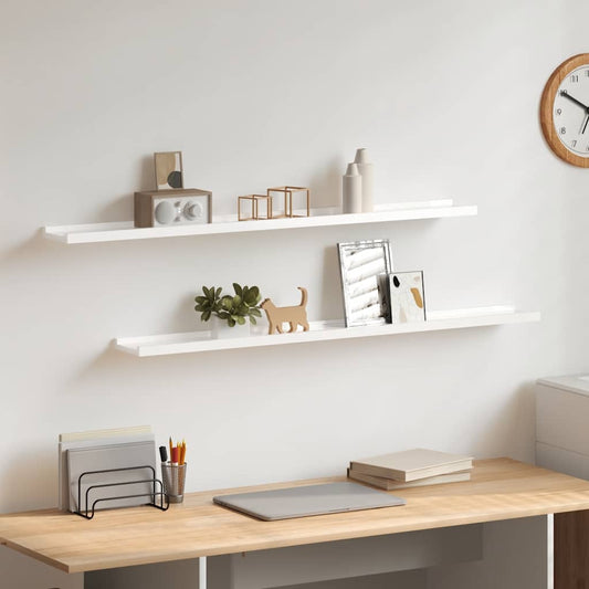 Mensole da Parete 2 pz Bianco Lucido 100x9x3 cm | homemem39