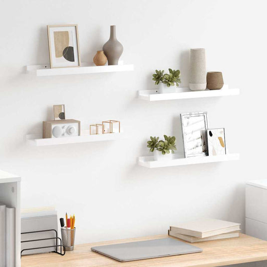 Mensole da Parete 4 pz Bianco Lucido 40x9x3 cm | homemem39