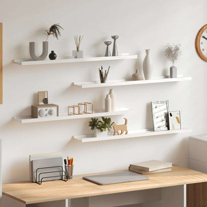 Mensole da Parete 4 pz Bianco Lucido 80x9x3 cm | homemem39