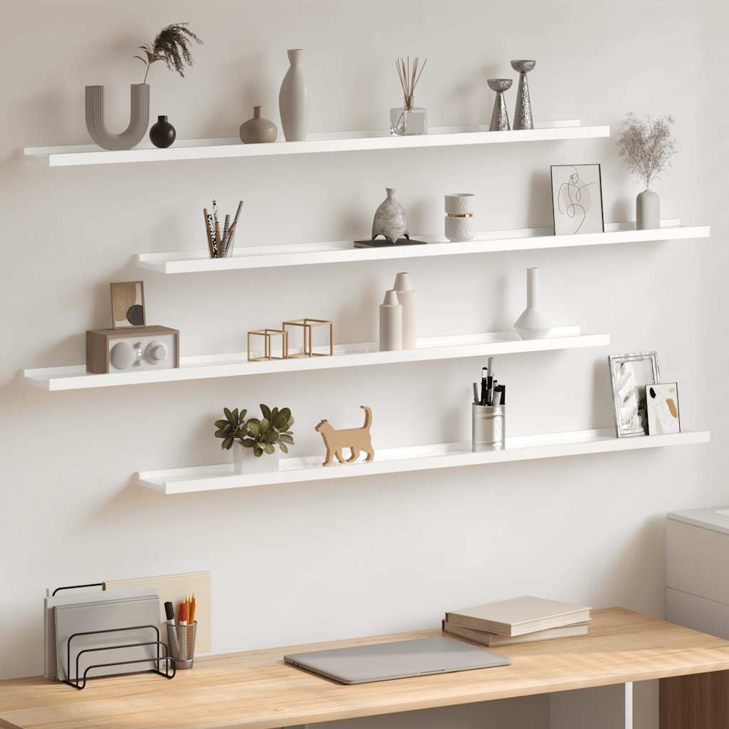 Mensole da Parete 2 pz Bianco Lucido 115x9x3 cm | homemem39
