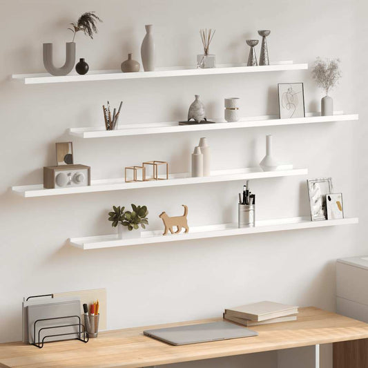 Mensole da Parete 2 pz Bianco Lucido 115x9x3 cm | homemem39