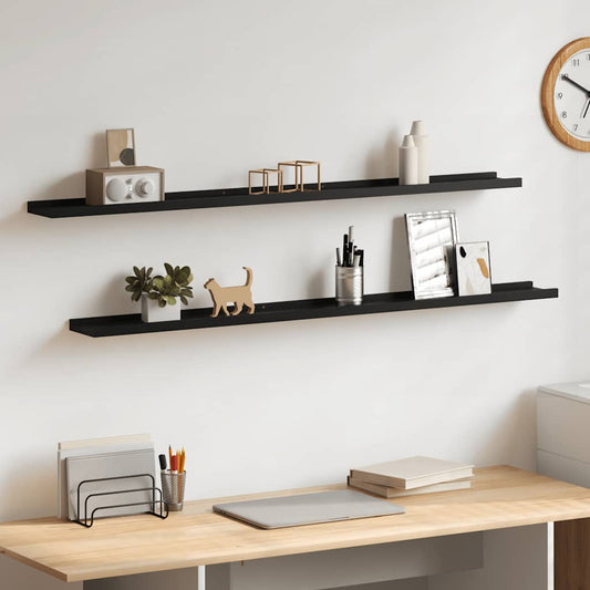 Mensole da Parete 2 pz Nere 115x9x3 cm | homemem39