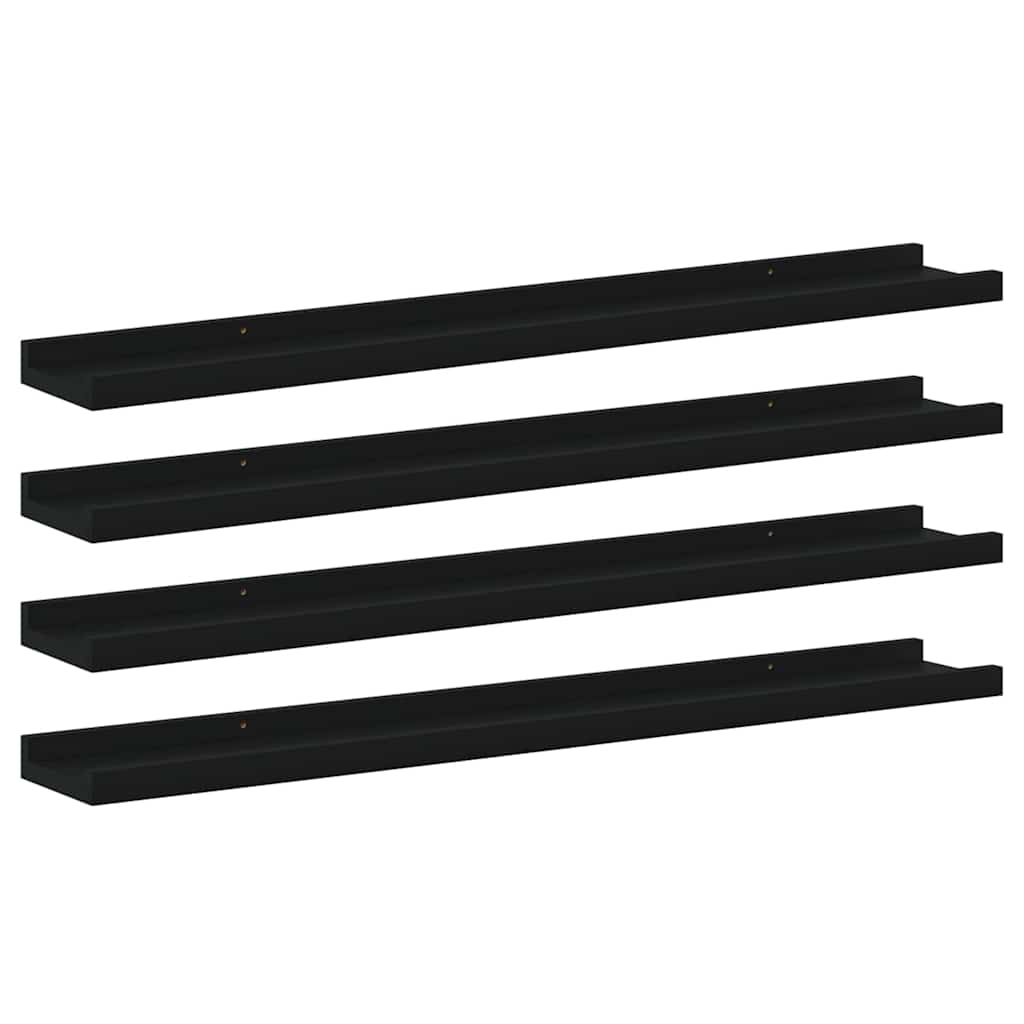 Mensole da Parete 4 pz Nere 80x9x3 cm | homemem39
