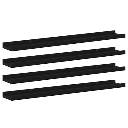 Mensole da Parete 4 pz Nere 80x9x3 cm | homemem39