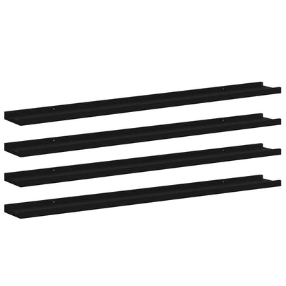 Mensole da Parete 4 pz Nere 100x9x3 cm | homemem39