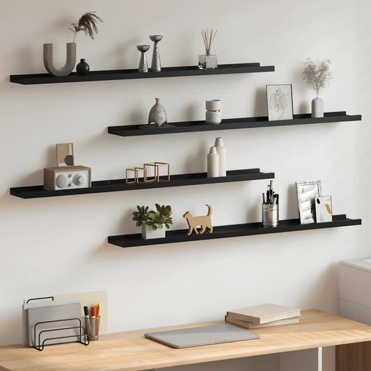Mensole da Parete 4 pz Nere 100x9x3 cm | homemem39