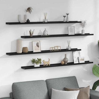 Mensole da Parete 4 pz Nere 115x9x3 cm | homemem39