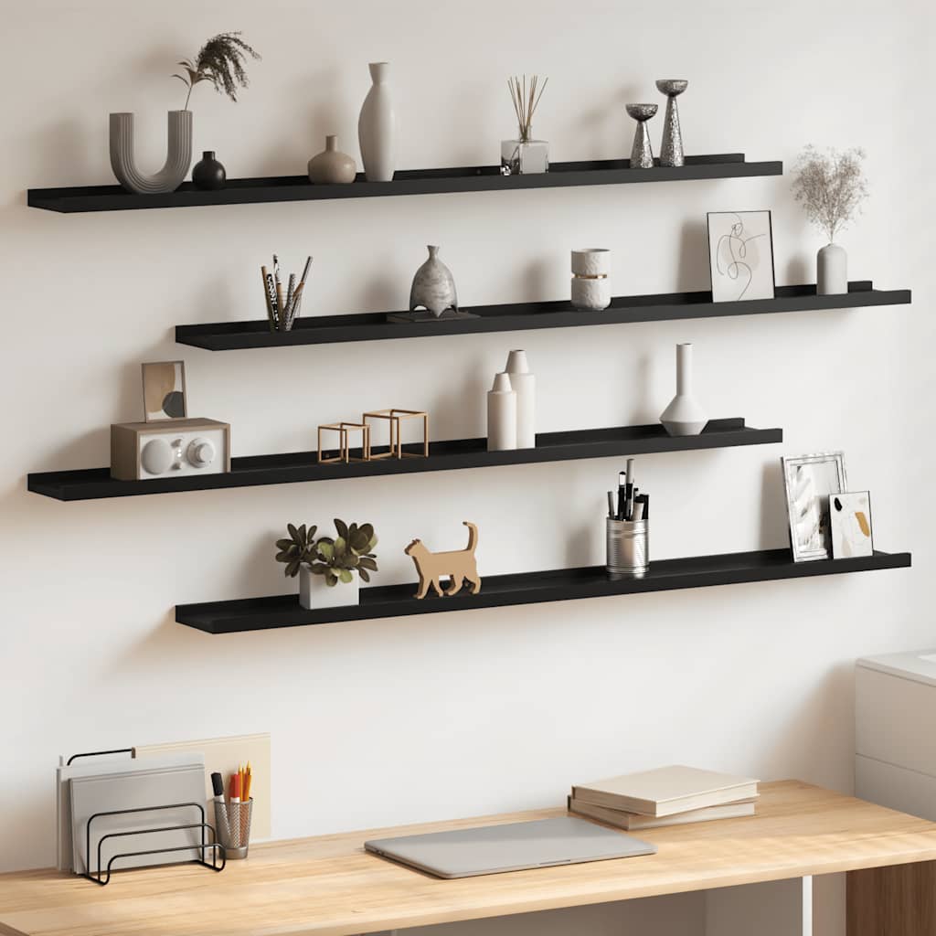 Mensole da Parete 4 pz Nere 115x9x3 cm | homemem39