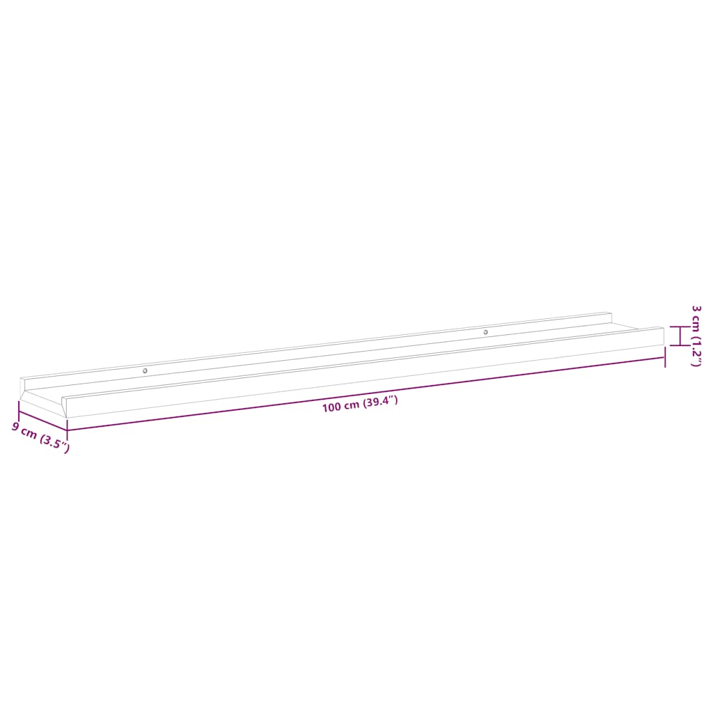 Mensole da Parete 2 pz Grigie 100x9x3 cm | homemem39
