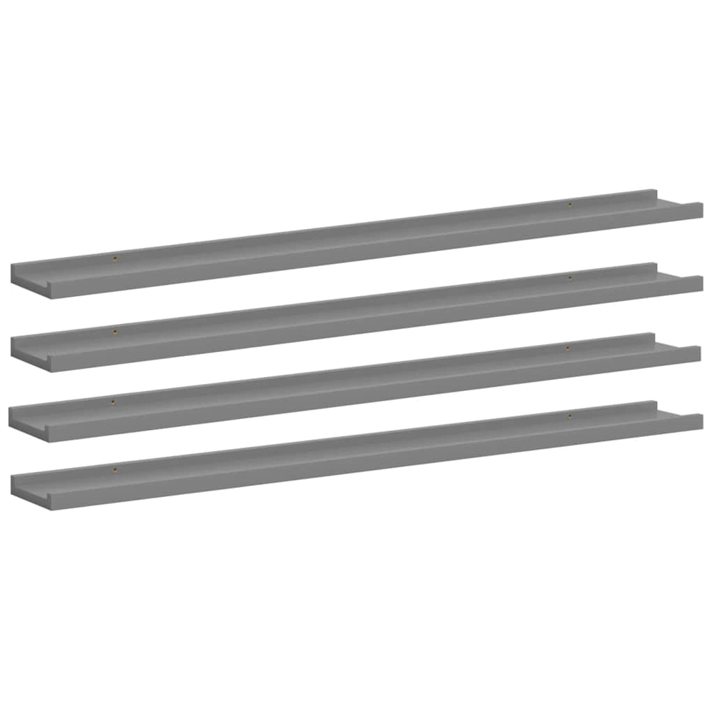 Mensole da Parete 4 pz Grigie 100x9x3 cm | homemem39