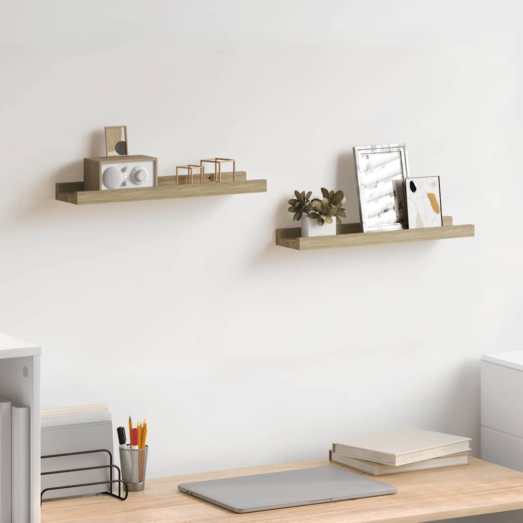 Mensole da parete 2 pz in rovere Sonoma 40x9x3 cm | homemem39