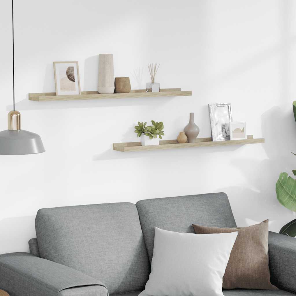 Mensole da parete 2 pz in rovere Sonoma 80x9x3 cm | homemem39