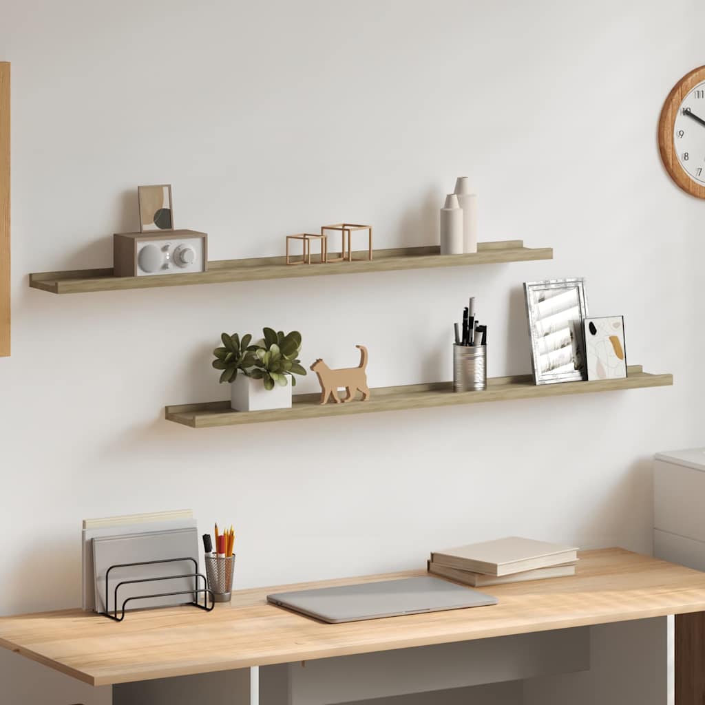 Mensole da Parete 2 pz Rovere Sonoma 100x9x3 cm | homemem39