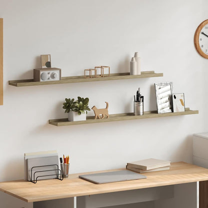 Mensole da Parete 2 pz Rovere Sonoma 100x9x3 cm | homemem39