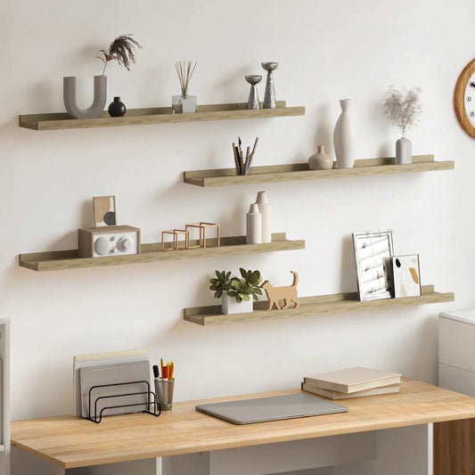Mensole da Parete 4 pz Rovere Sonoma 80x9x3 cm | homemem39