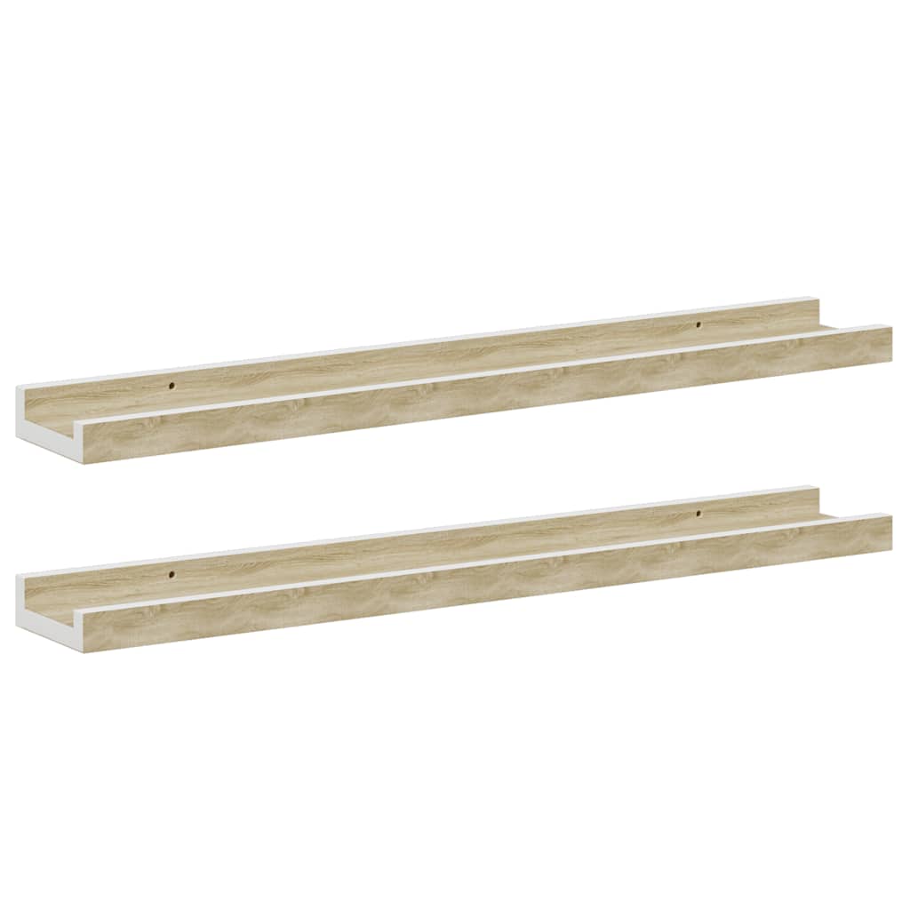 Mensole da Parete 2 pz Bianco e Rovere Sonoma 60x9x3 cm | homemem39