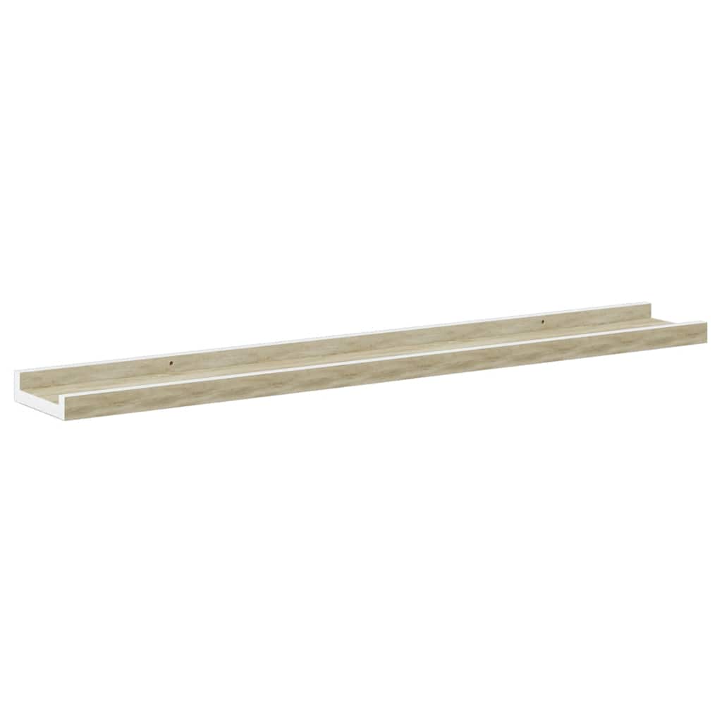 Mensole da Parete 2 pz Bianco e Rovere Sonoma 80x9x3 cm