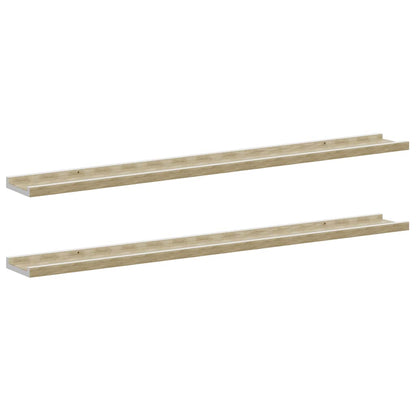 Mensole da Parete 2 pz Bianco e Rovere Sonoma 100x9x3 cm | homemem39